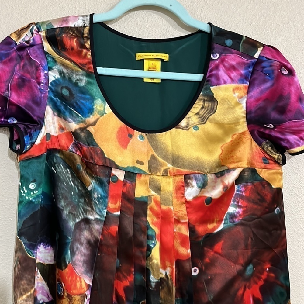 Catherine Malandrino tunic top print size 6 - Picture 3 of 4